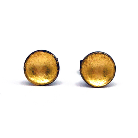 Tiny yellow gold leaf cup studs